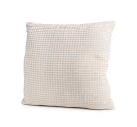 Photo of One soft light pillow isolated on white