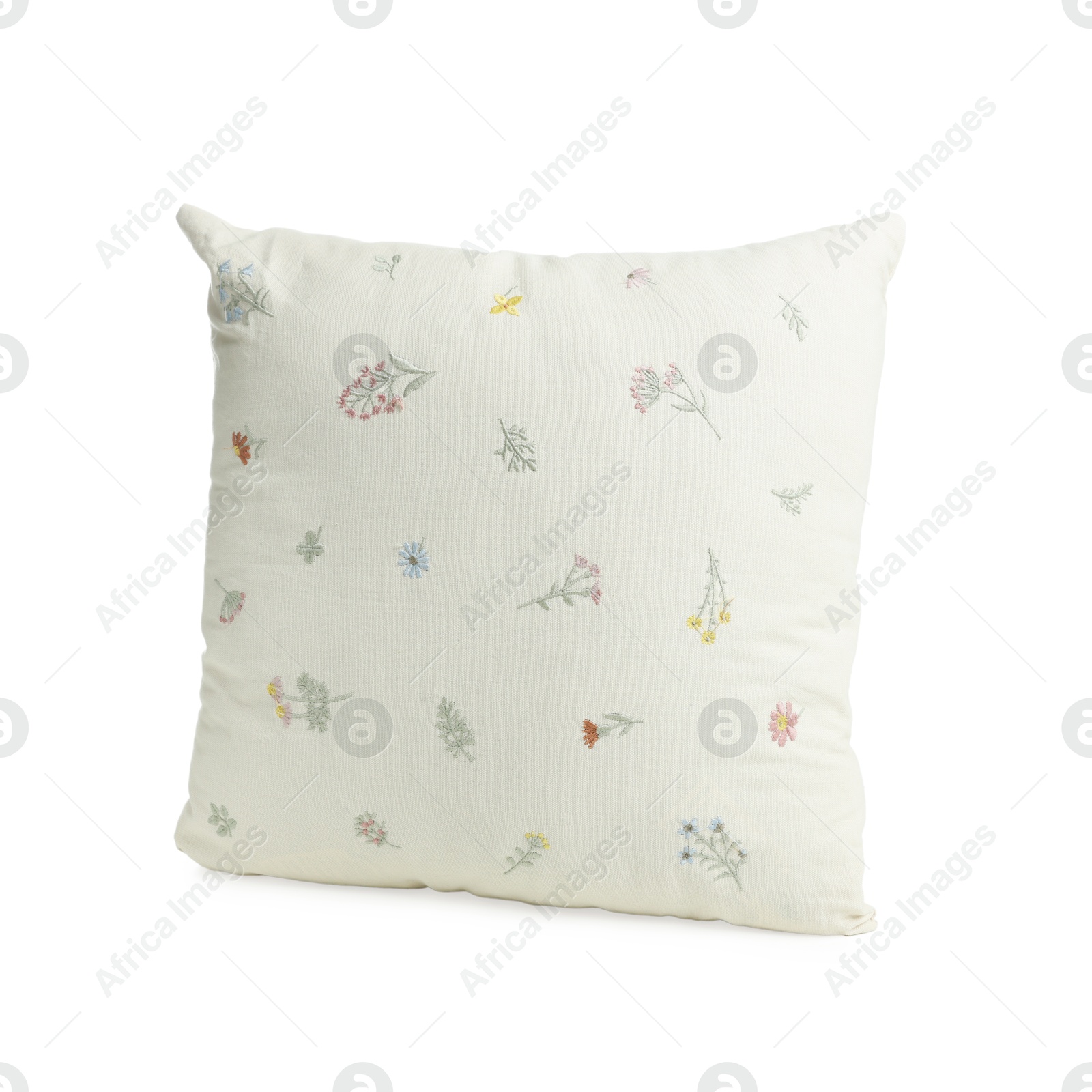 Photo of One soft light pillow isolated on white