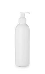 Photo of One blank bottle of shampoo isolated on white