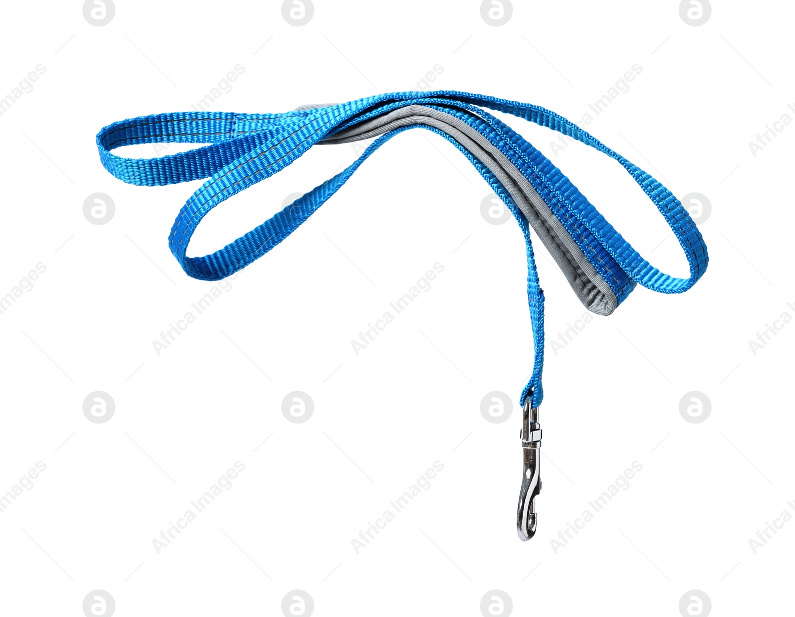 Photo of Light blue dog leash isolated on white