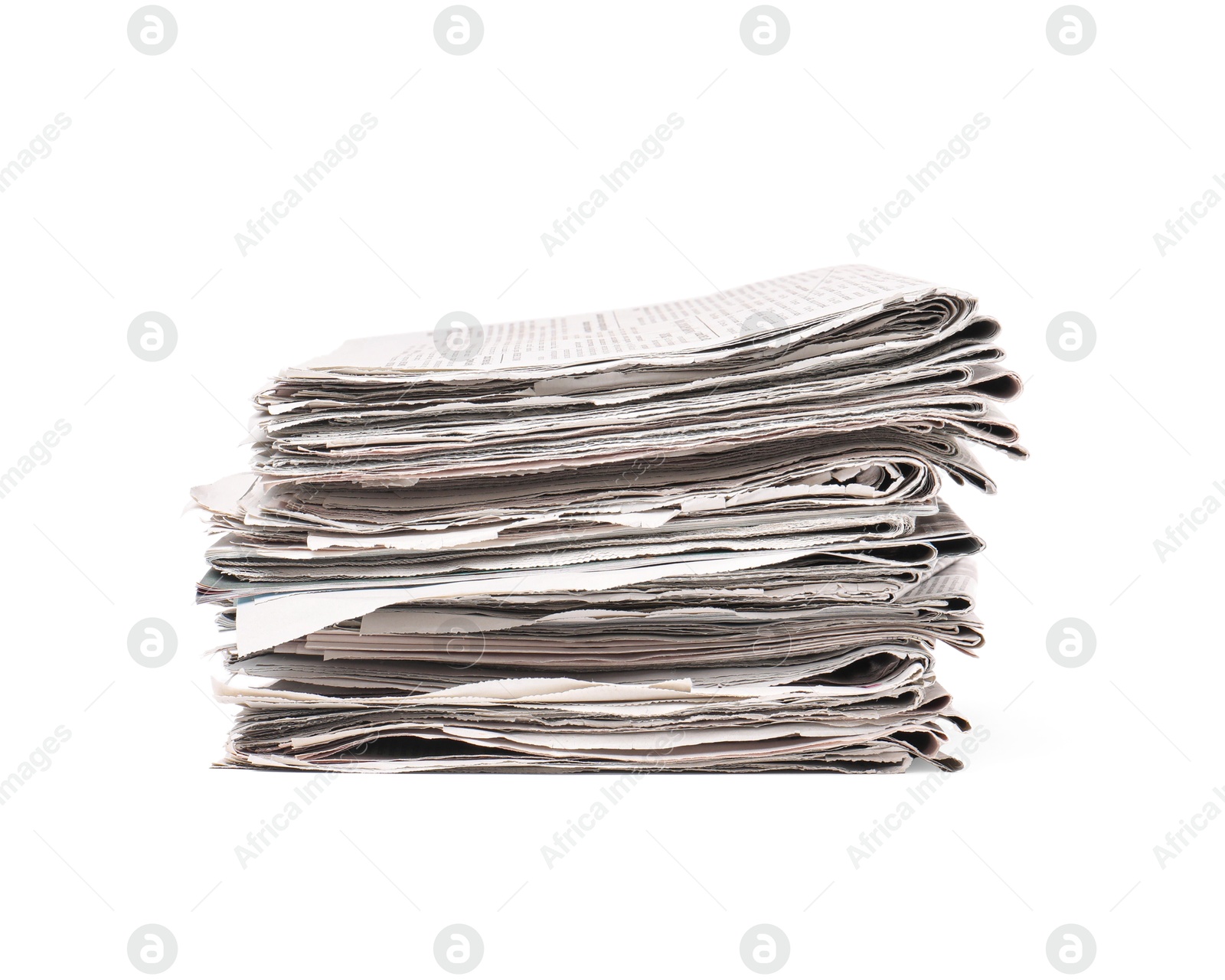 Photo of Stack of many newspapers isolated on white