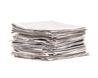 Photo of Stack of many newspapers isolated on white