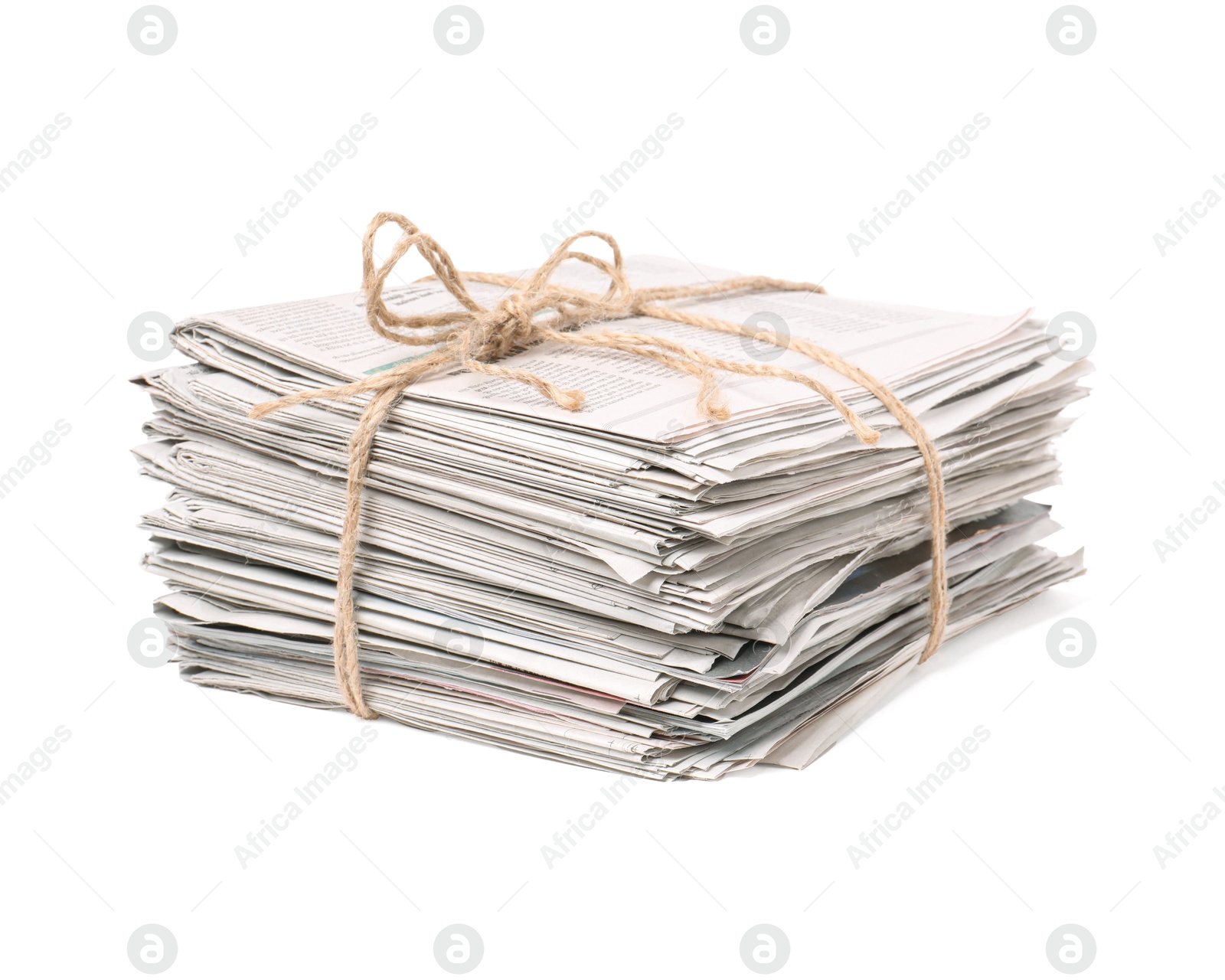 Photo of Stack of many newspapers isolated on white