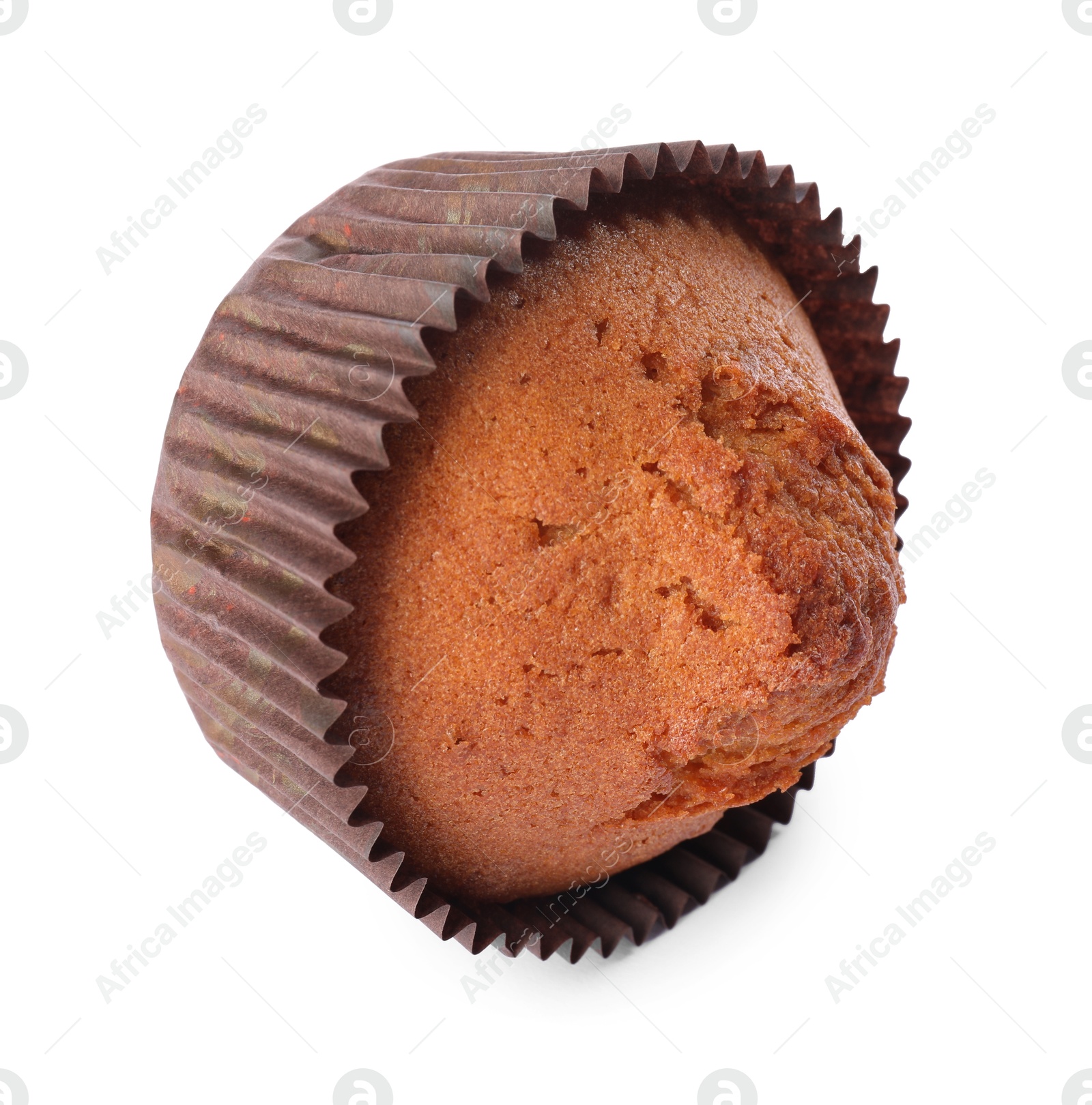 Photo of One delicious sweet muffin isolated on white