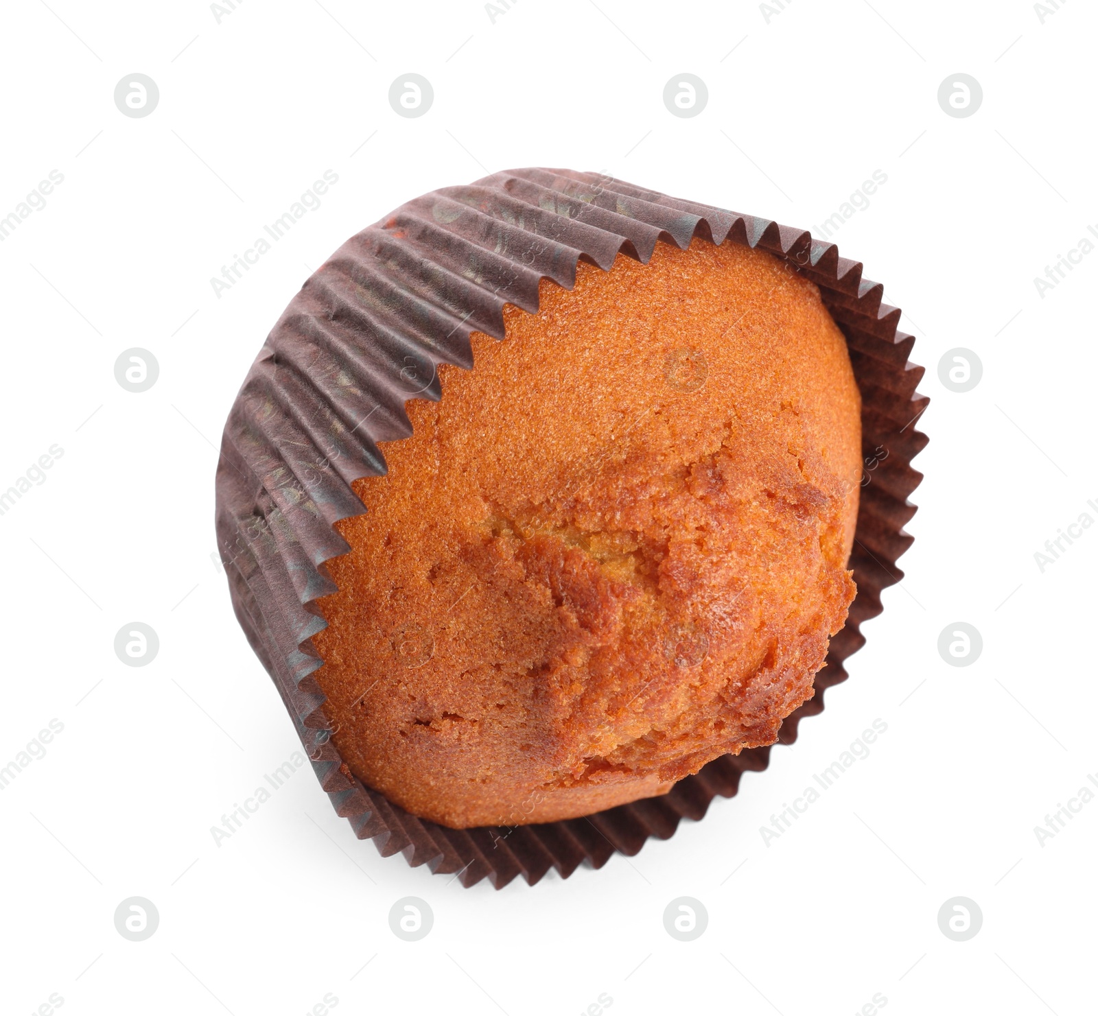 Photo of One delicious sweet muffin isolated on white