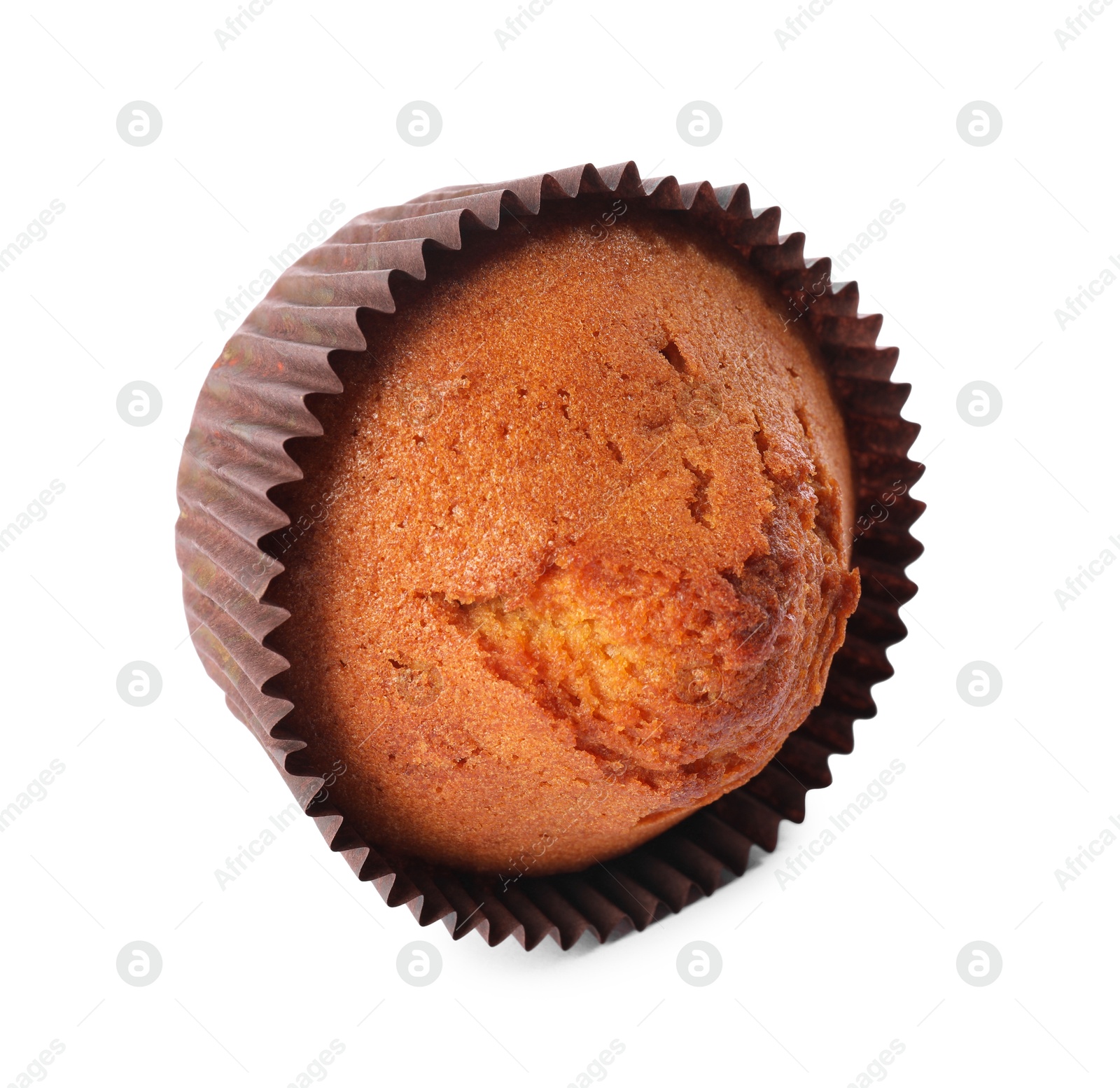 Photo of One delicious sweet muffin isolated on white