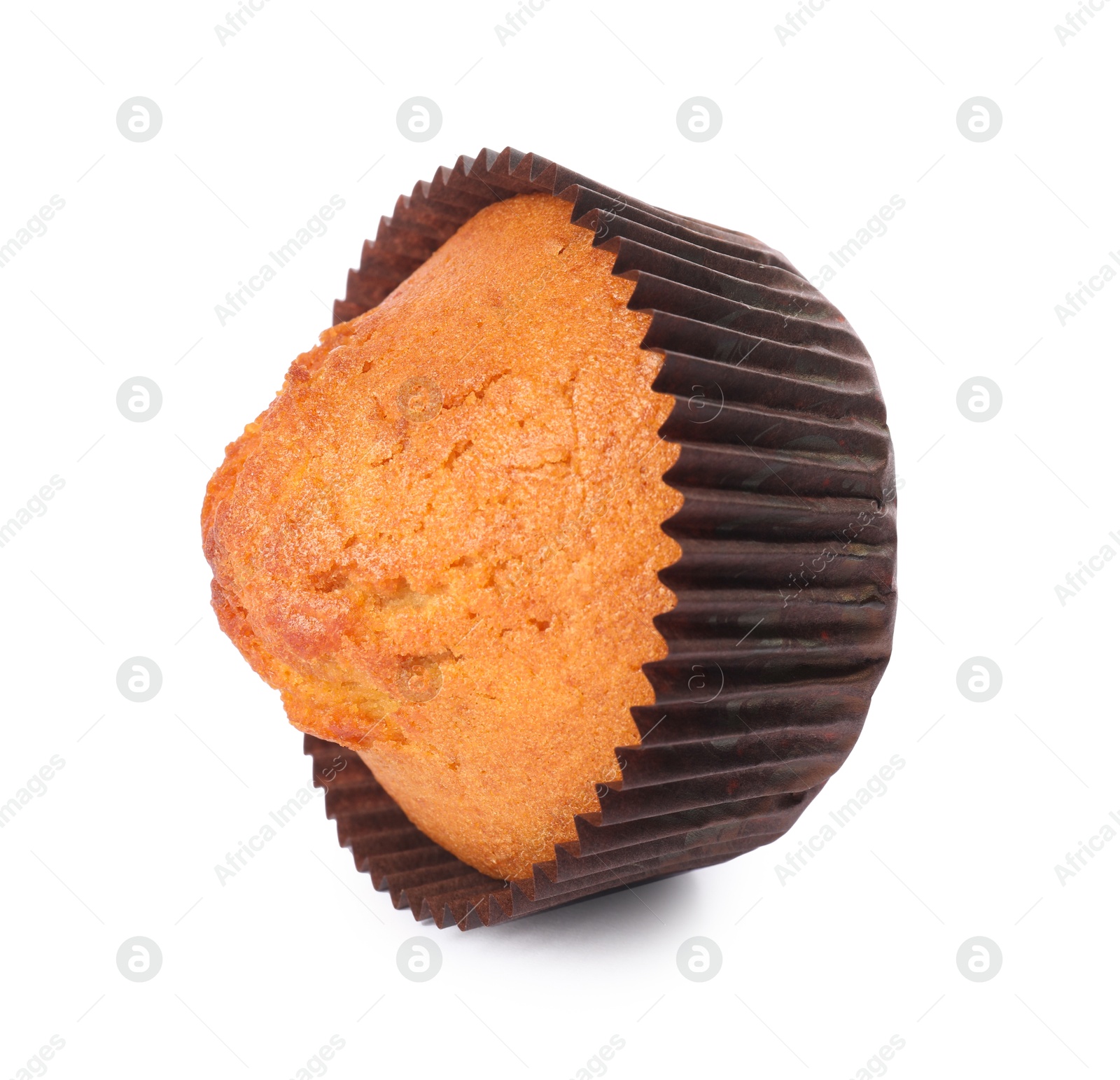 Photo of One delicious sweet muffin isolated on white