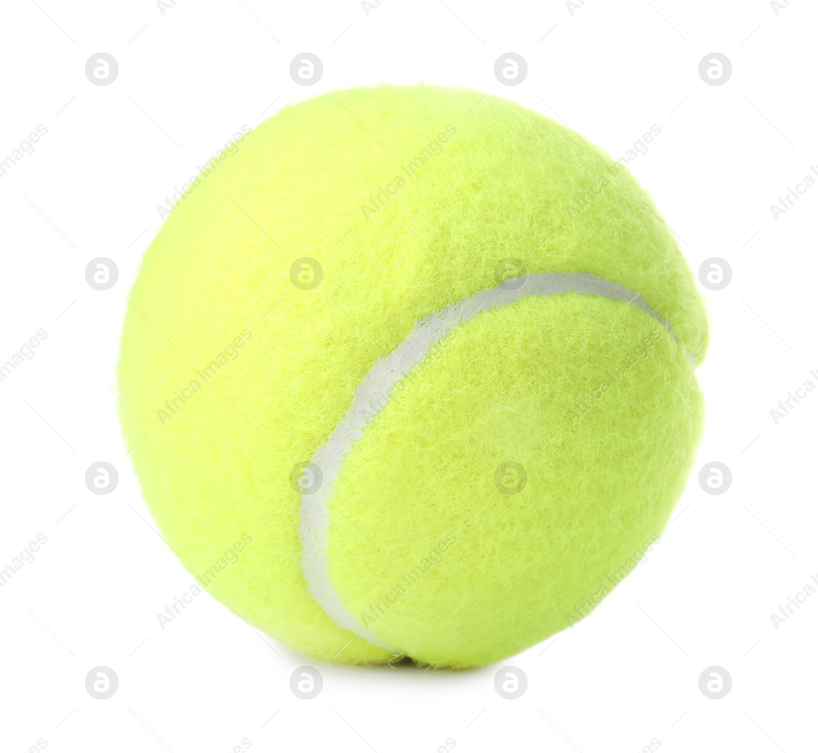 Photo of One light green tennis ball isolated on white