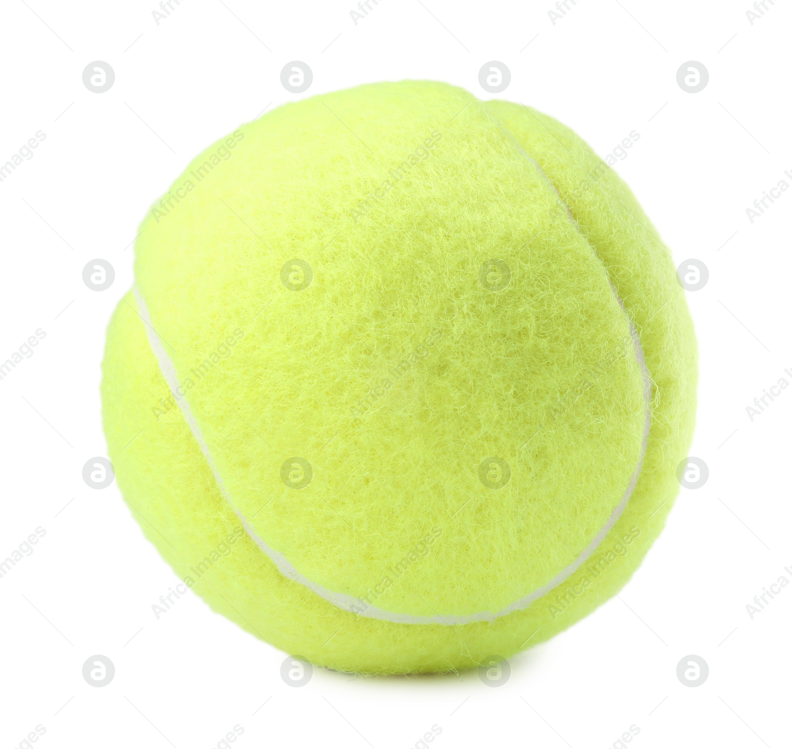 Photo of One light green tennis ball isolated on white