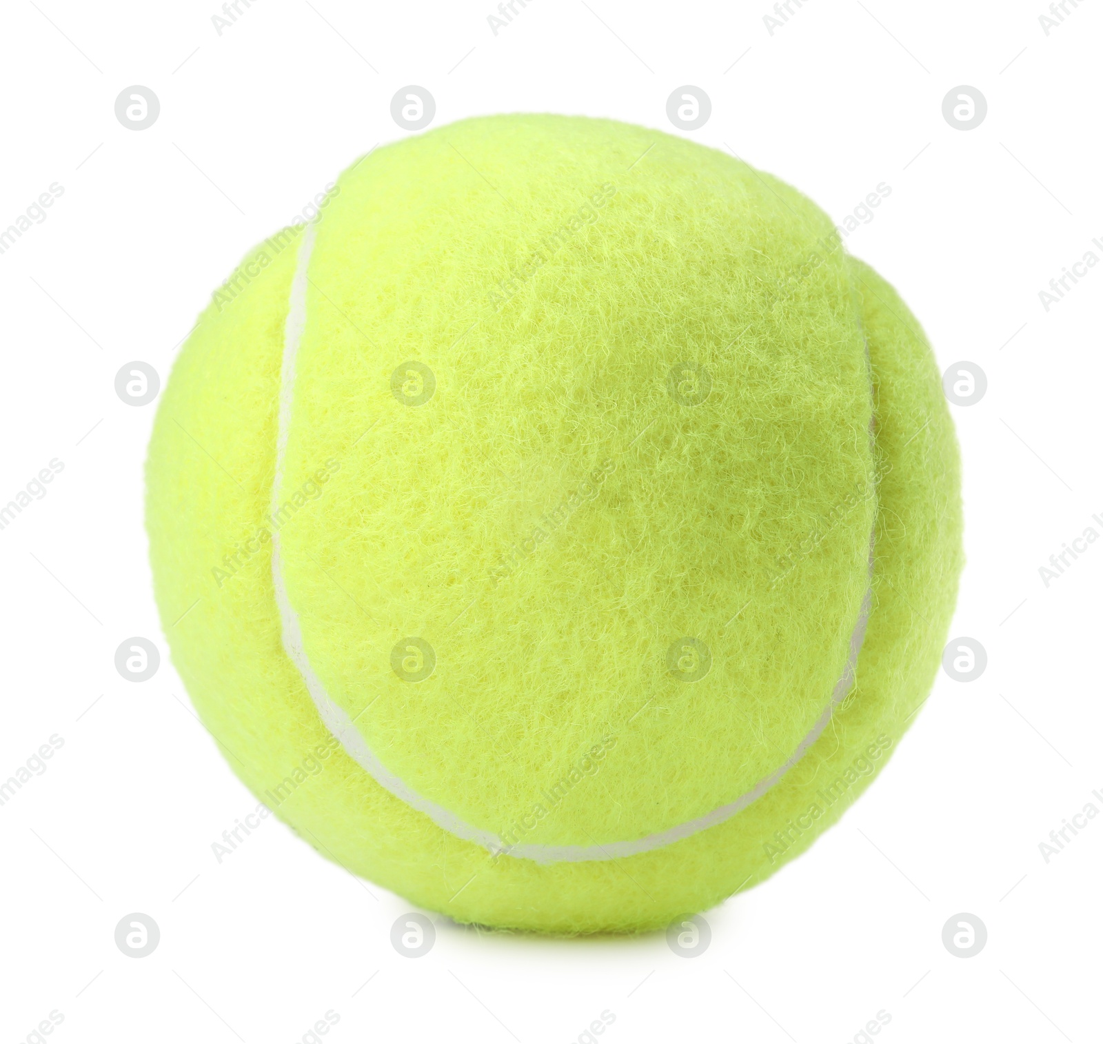 Photo of One light green tennis ball isolated on white