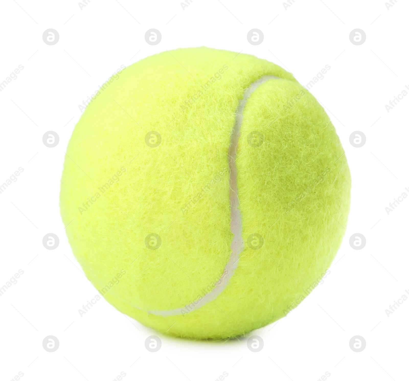 Photo of One light green tennis ball isolated on white