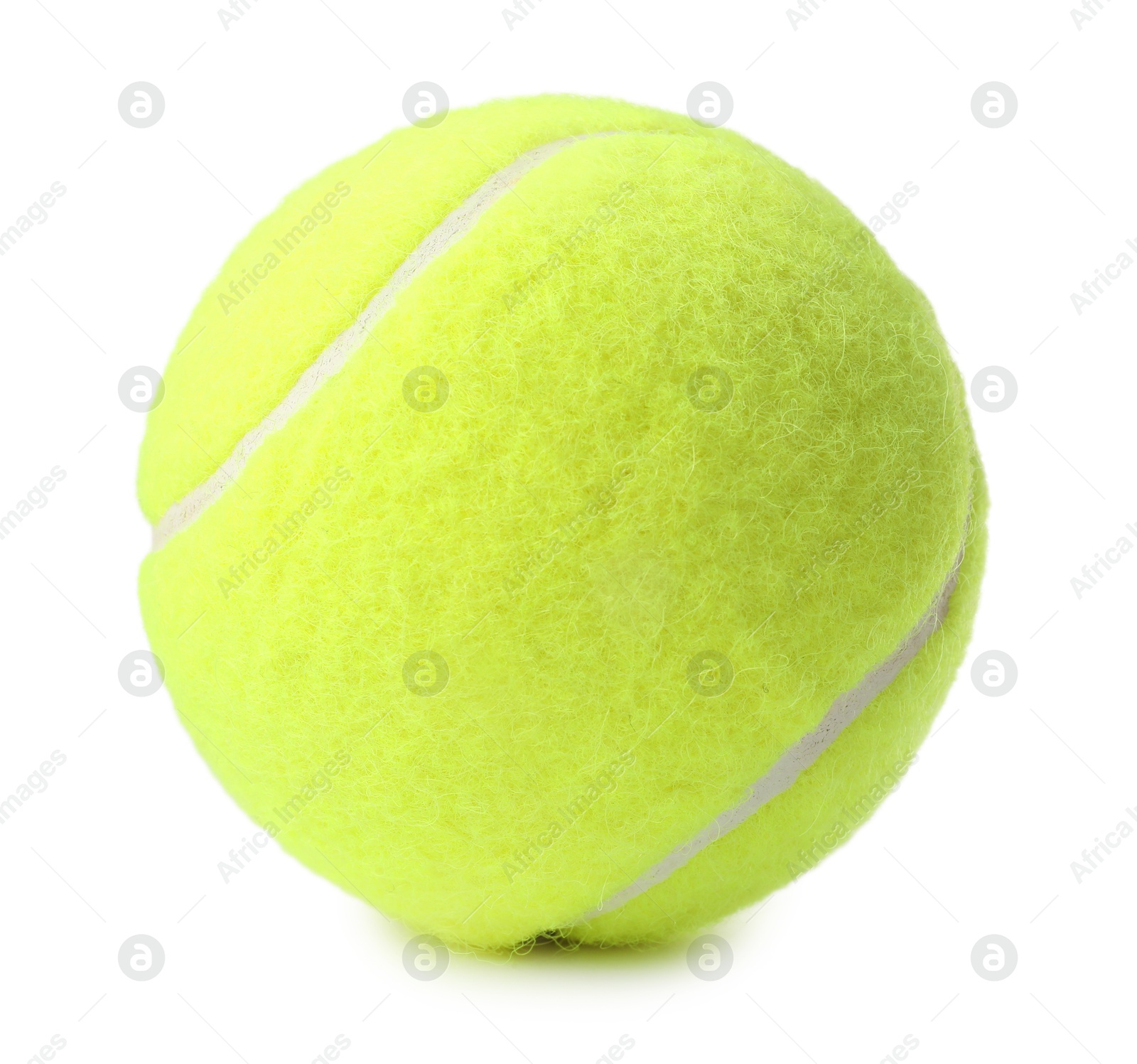 Photo of One light green tennis ball isolated on white