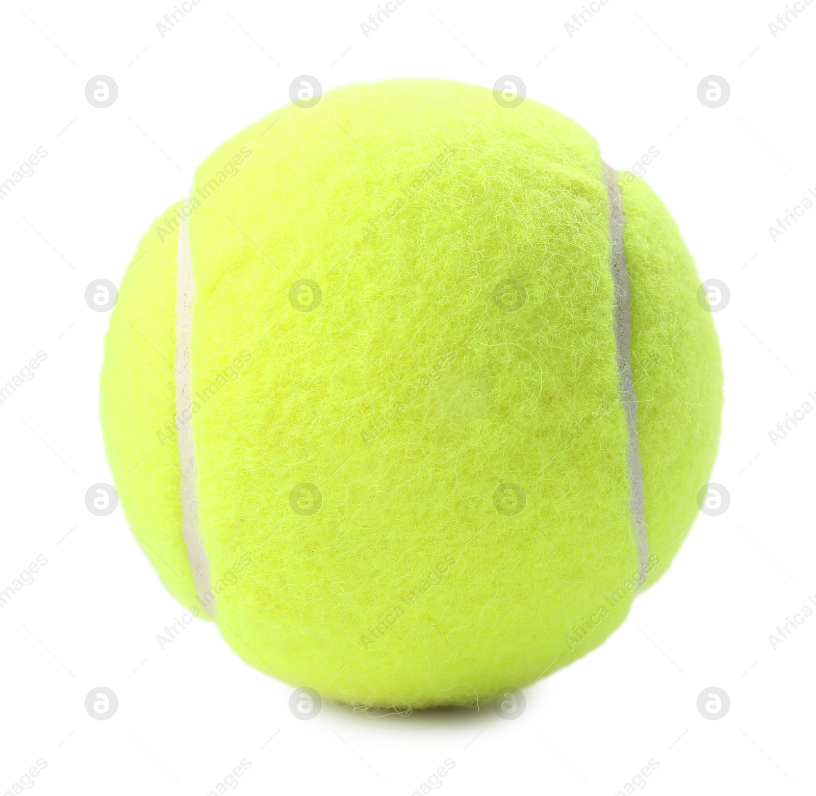 Photo of One light green tennis ball isolated on white