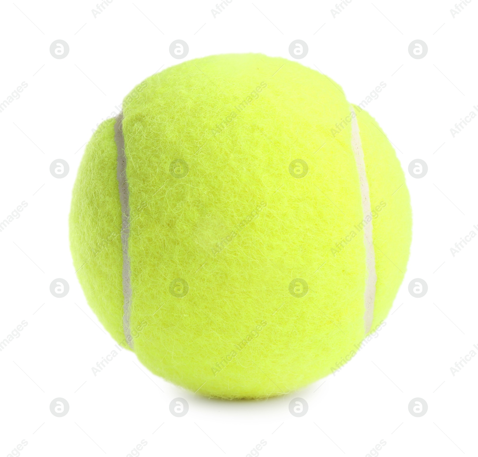 Photo of One light green tennis ball isolated on white