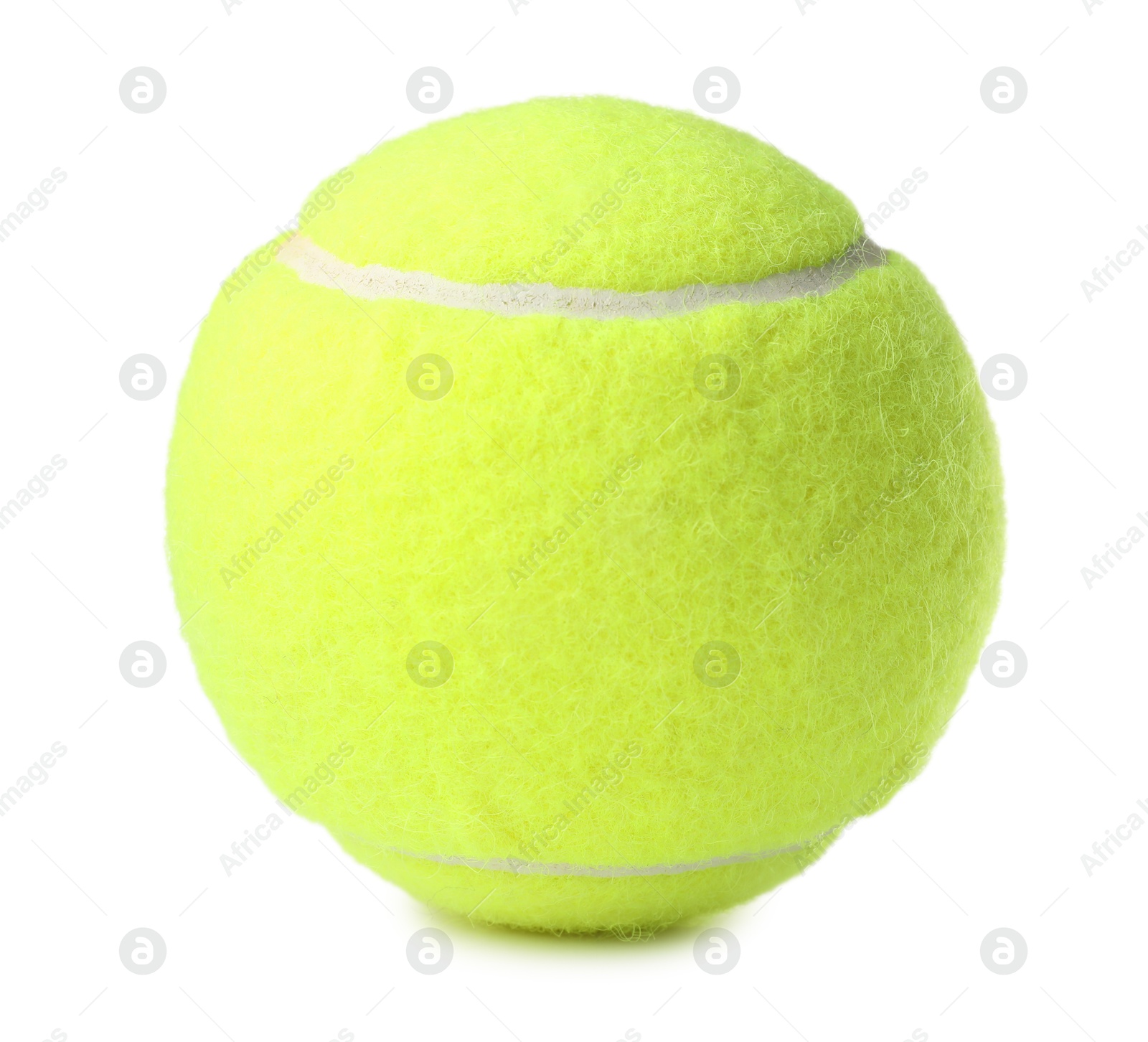 Photo of One light green tennis ball isolated on white