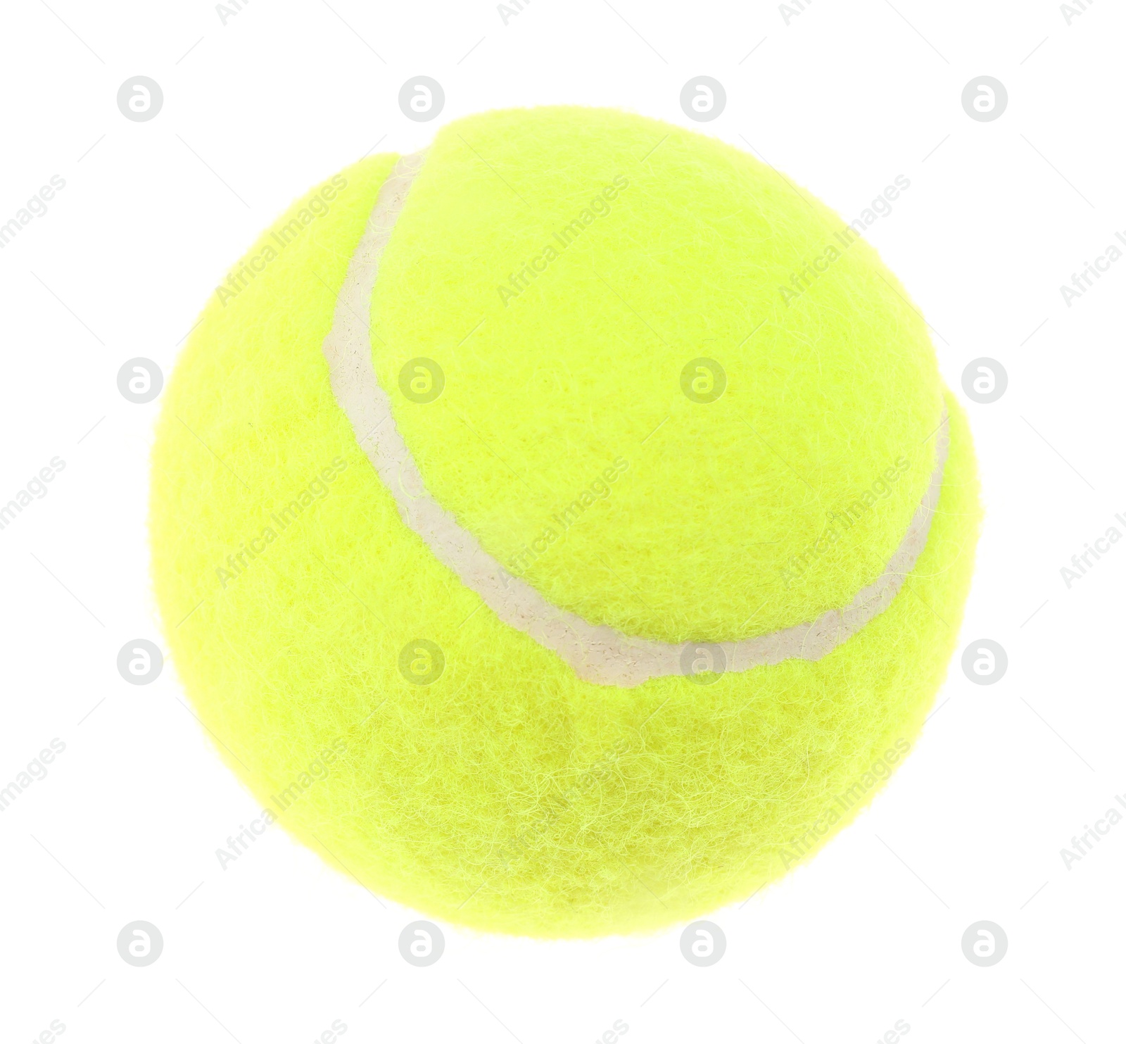 Photo of One light green tennis ball isolated on white