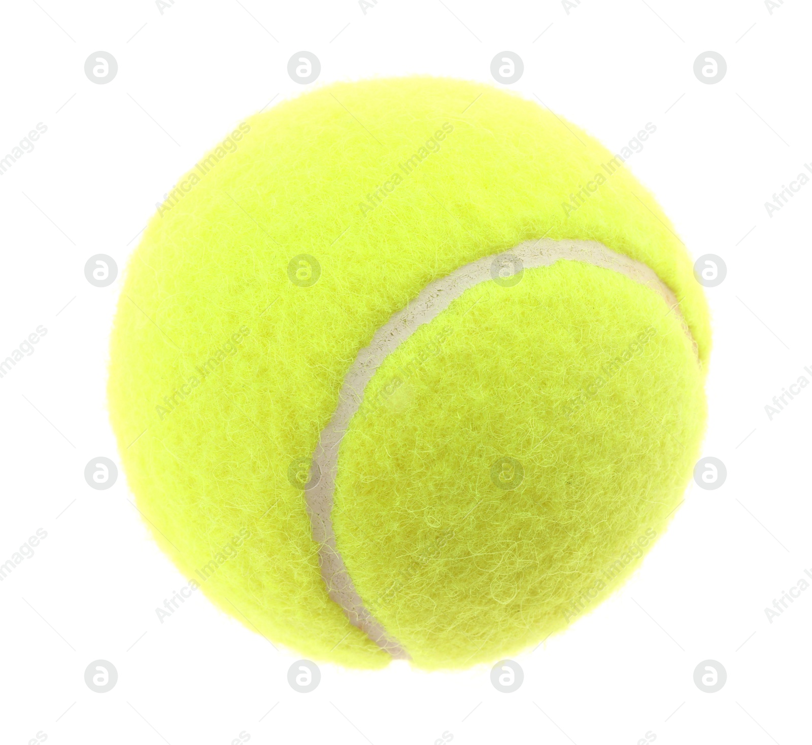 Photo of One light green tennis ball isolated on white