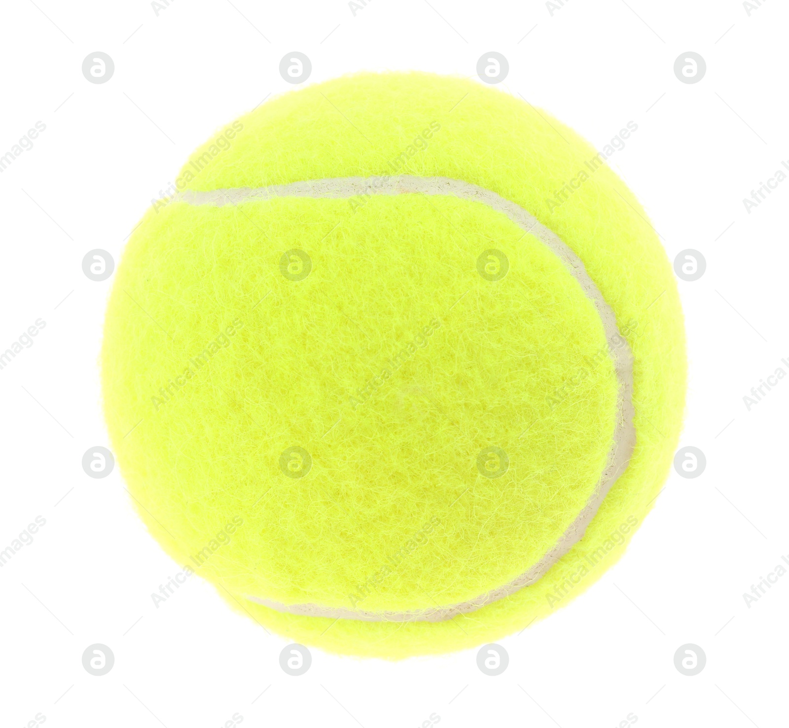 Photo of One light green tennis ball isolated on white