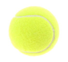 Photo of One light green tennis ball isolated on white