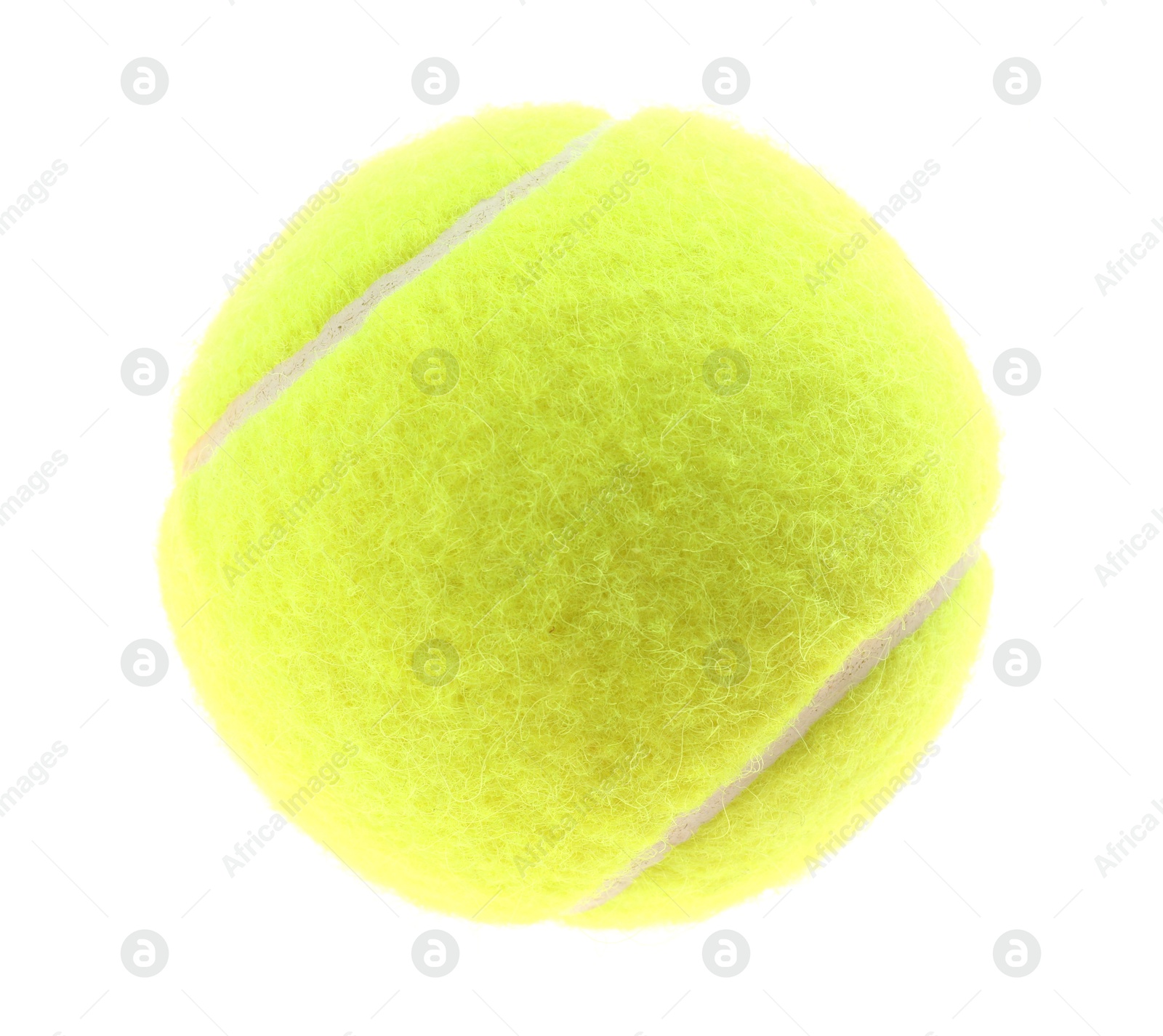 Photo of One light green tennis ball isolated on white