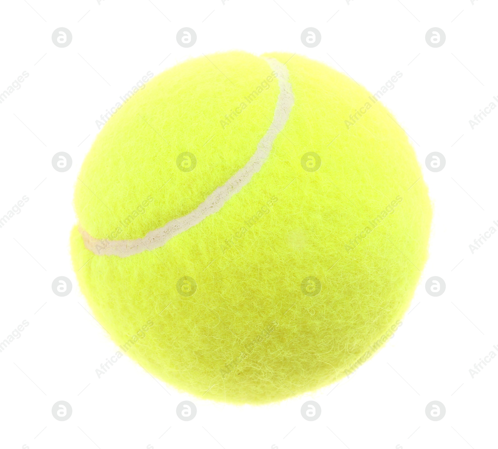 Photo of One light green tennis ball isolated on white