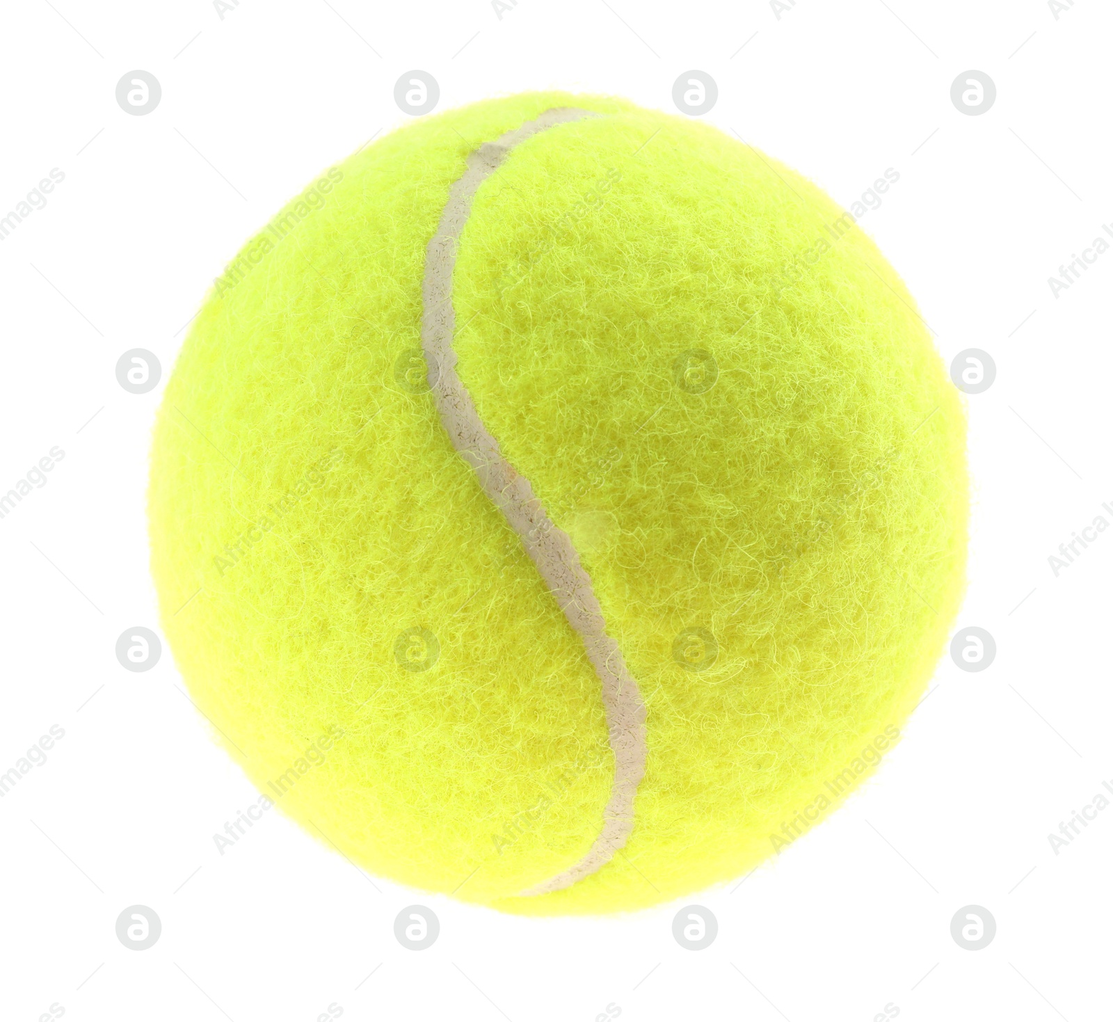 Photo of One light green tennis ball isolated on white