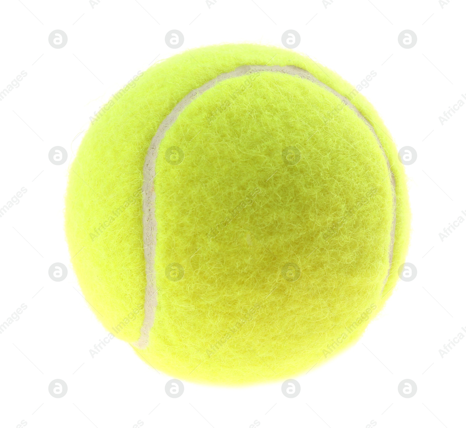 Photo of One light green tennis ball isolated on white