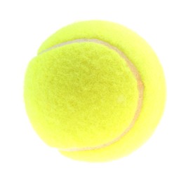 Photo of One light green tennis ball isolated on white