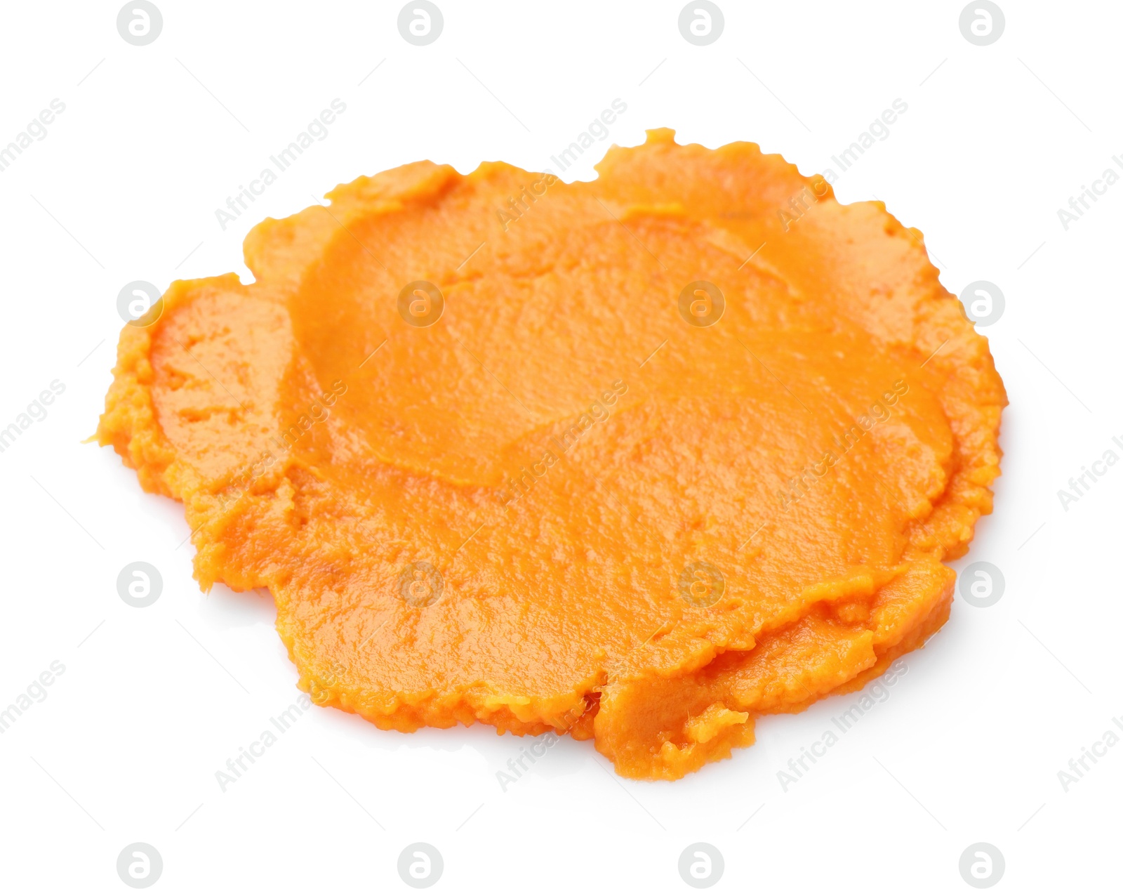 Photo of Delicious mashed sweet potatoes isolated on white