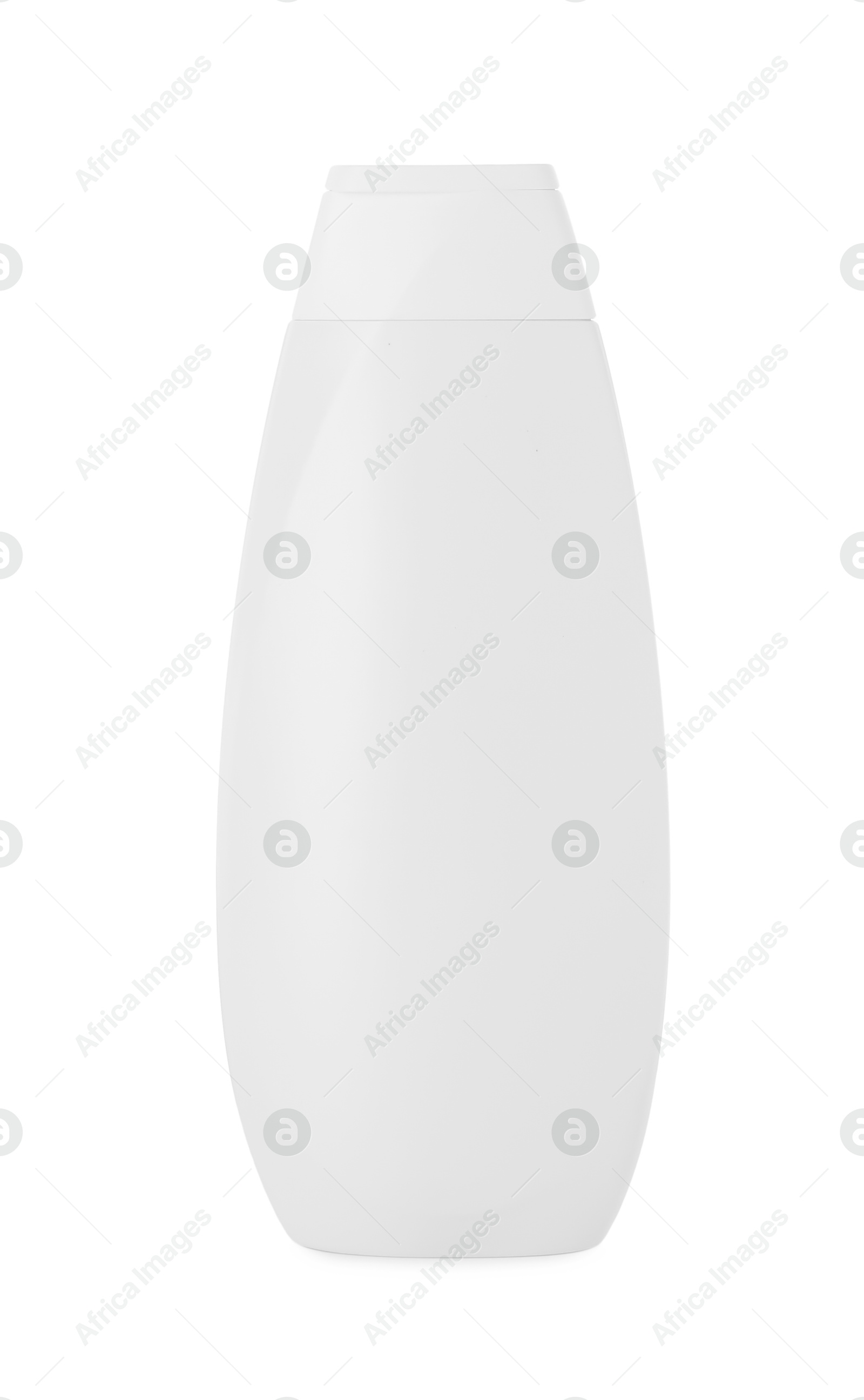 Photo of One blank bottle of shampoo isolated on white