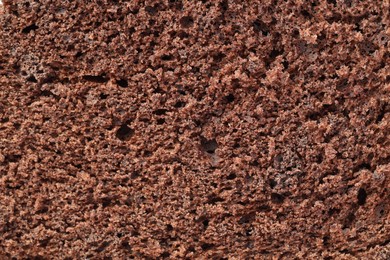 Photo of Tasty chocolate sponge cake as background, closeup