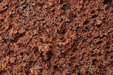 Photo of Tasty chocolate sponge cake as background, closeup