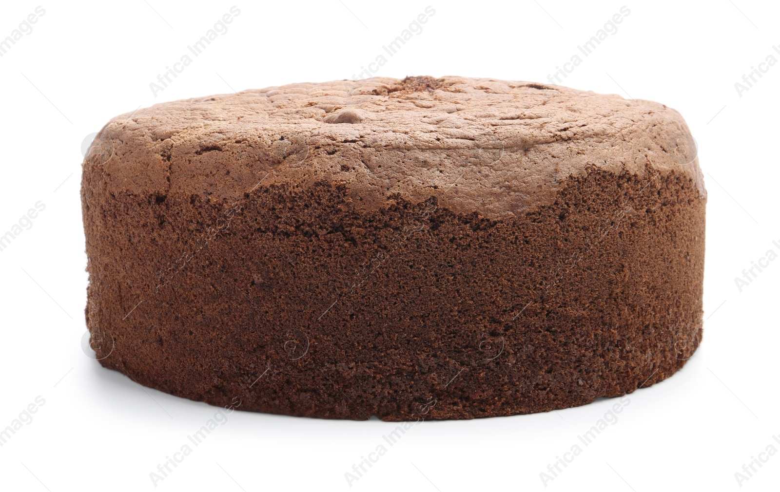 Photo of Tasty chocolate sponge cake isolated on white