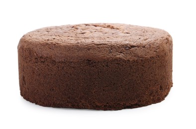 Photo of Tasty chocolate sponge cake isolated on white