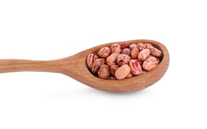 Wooden spoon with dry kidney beans isolated on white