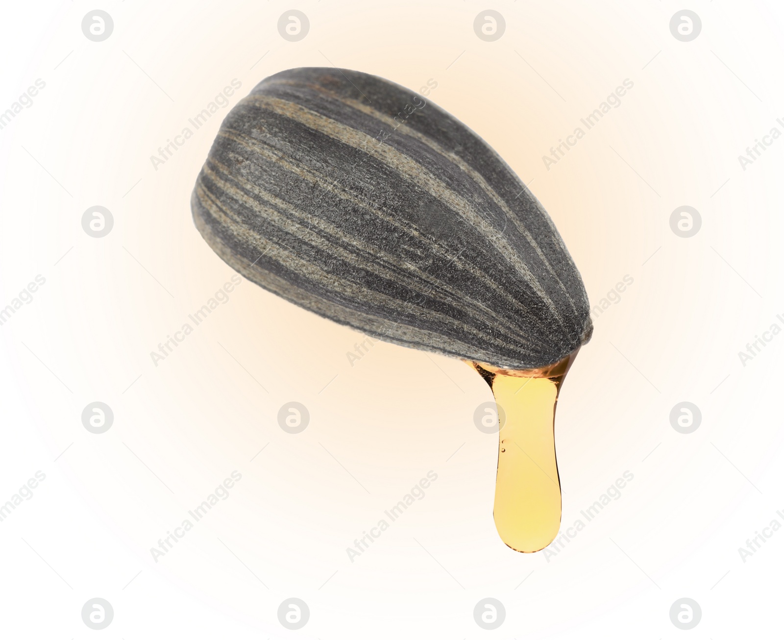 Image of Sunflower seed in husk with oil on beige gradient background