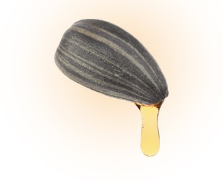 Image of Sunflower seed in husk with oil on beige gradient background