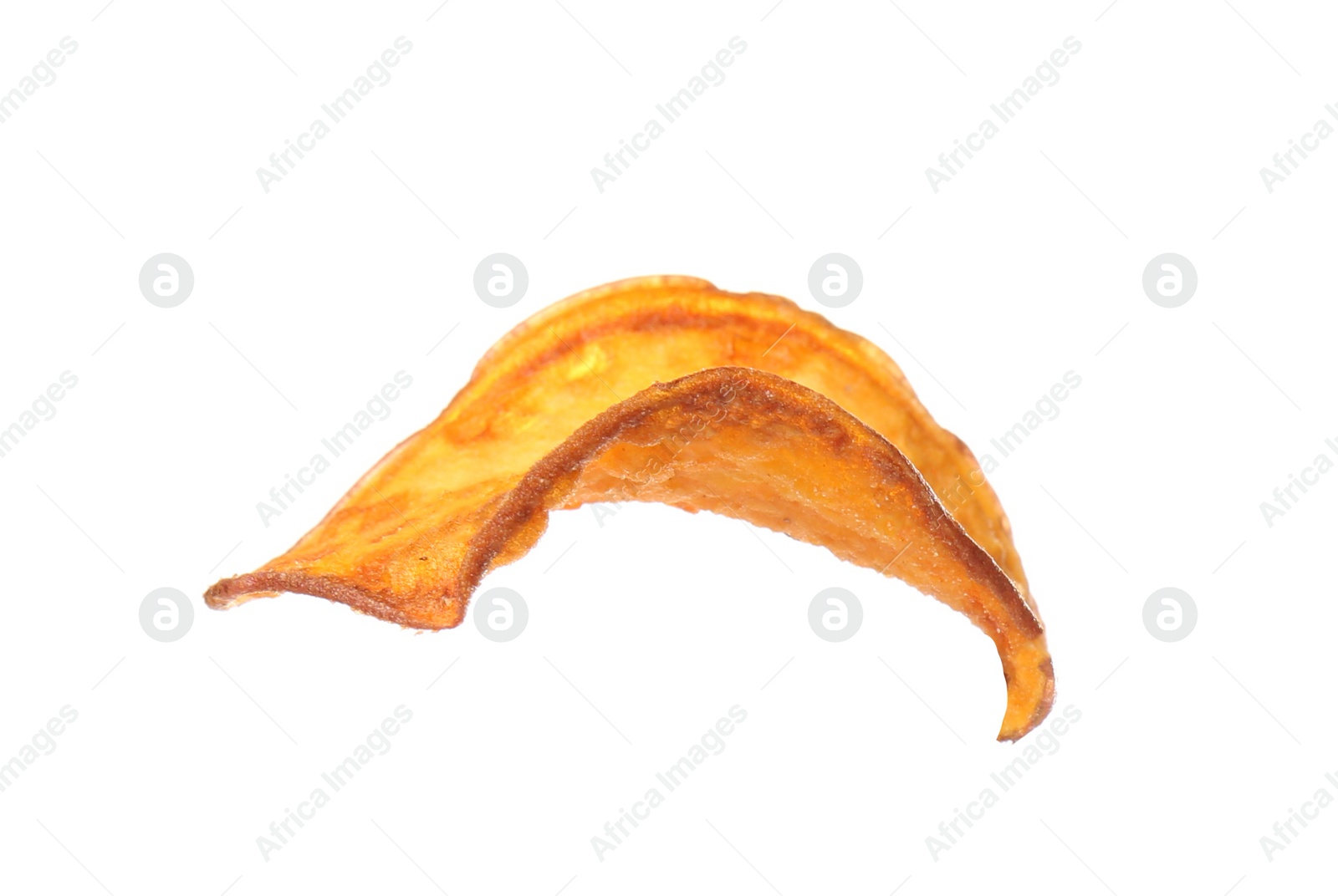 Photo of Tasty sweet potato chip isolated on white