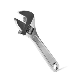 Photo of Adjustable wrench isolated on white. Construction tool