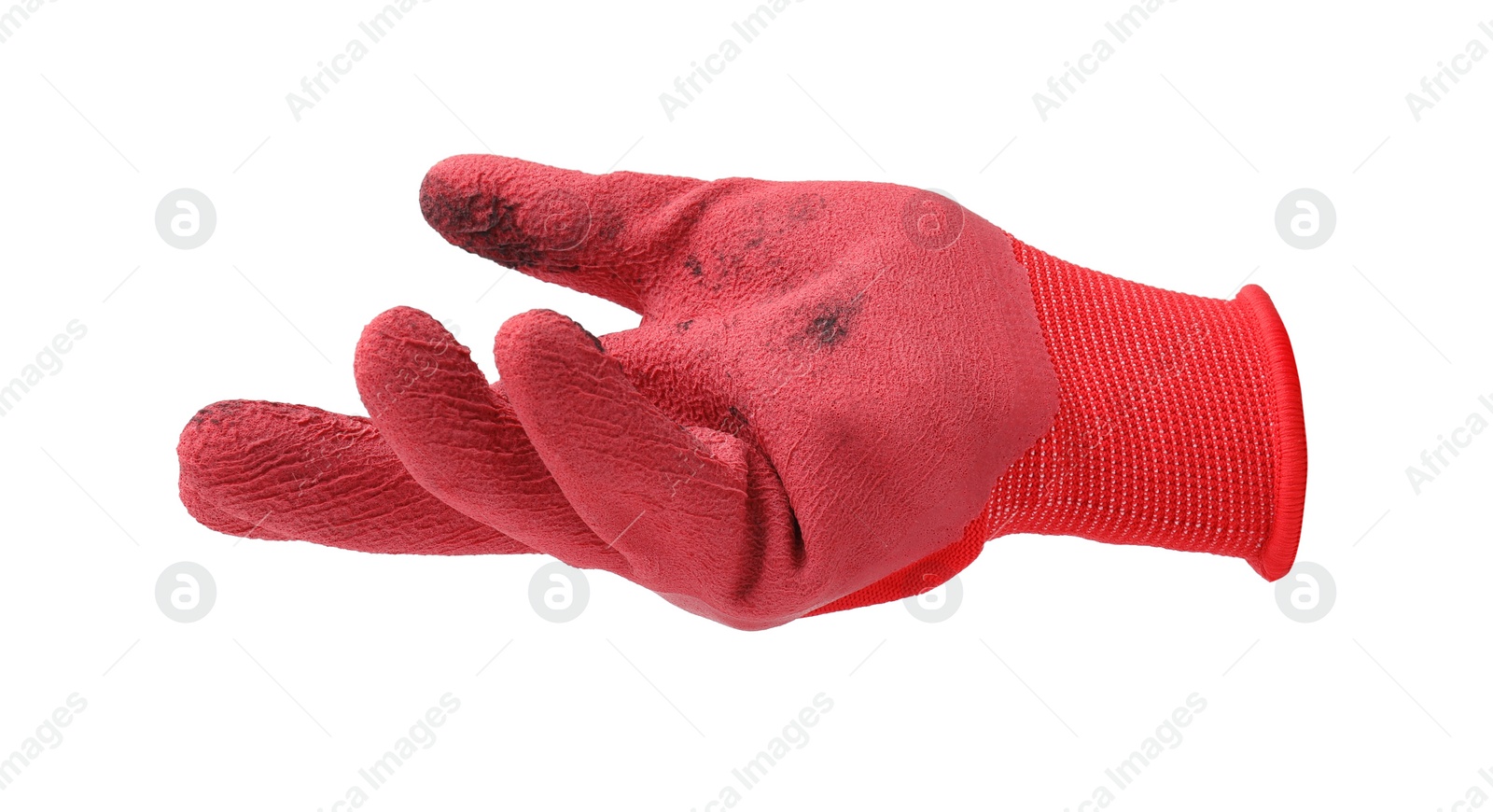 Image of One dirty gardening glove isolated on white