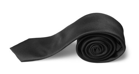 Photo of Classic black male necktie isolated on white