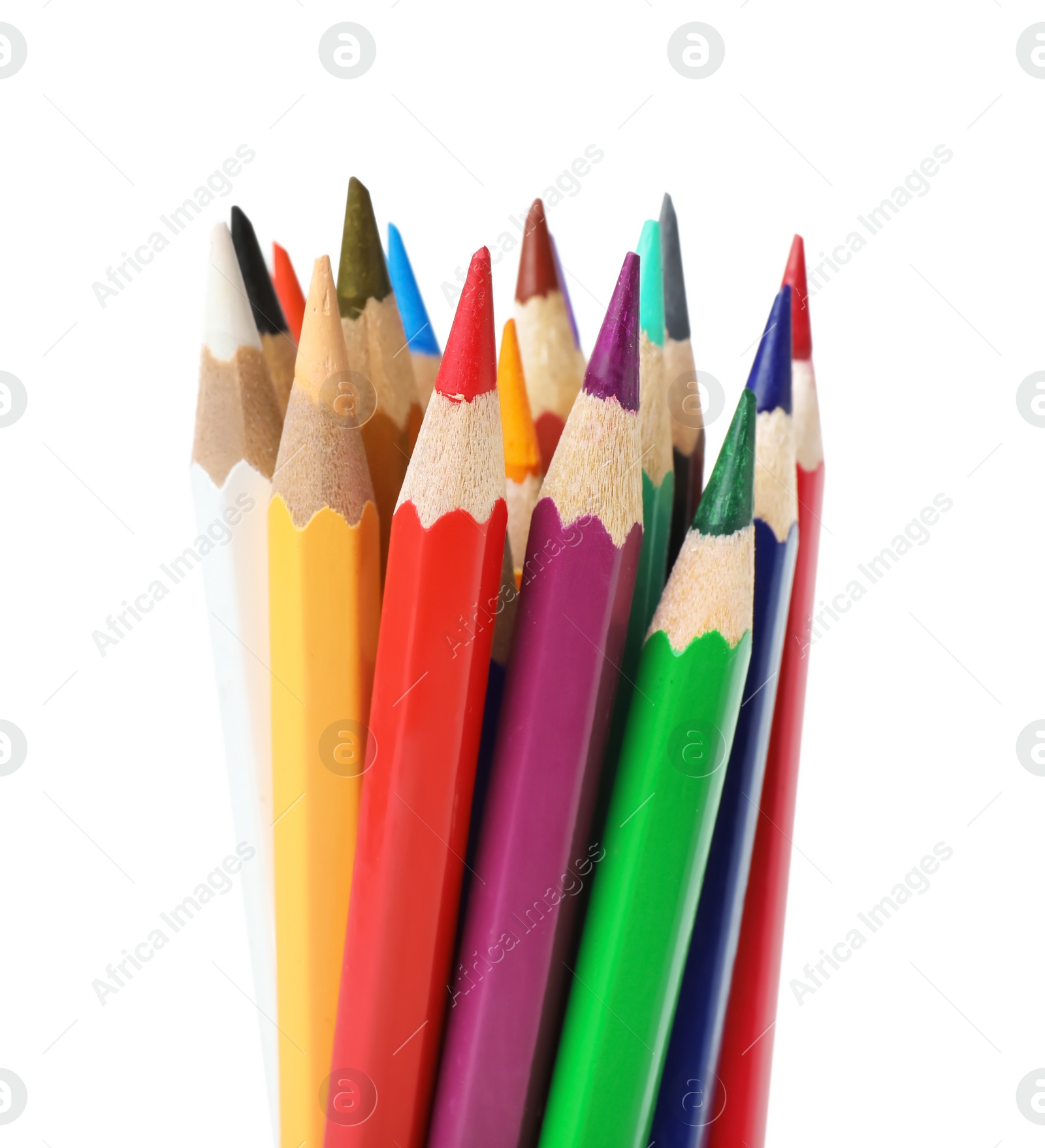 Photo of Colorful pencils on white background