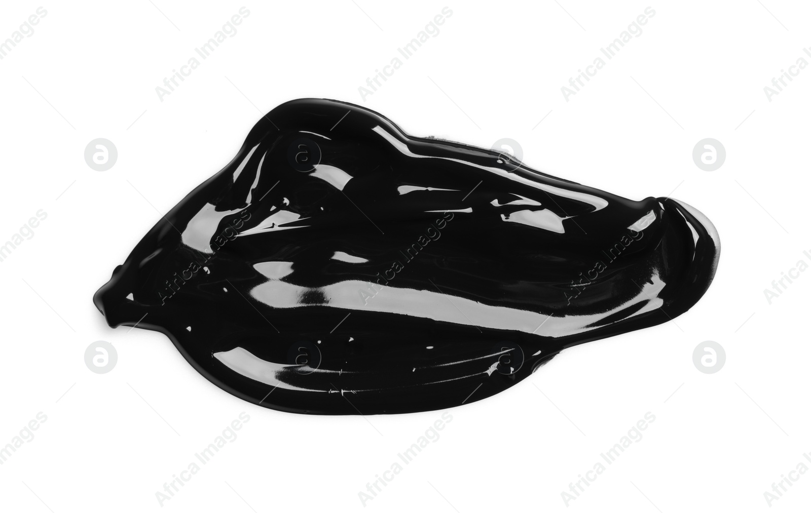 Photo of Black glossy paint sample on white background