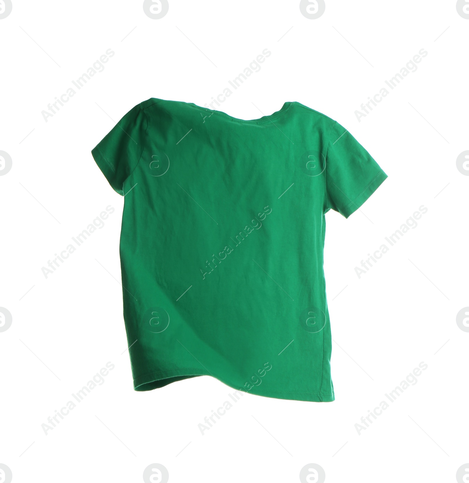 Photo of Green t-shirt isolated on white. Stylish clothes