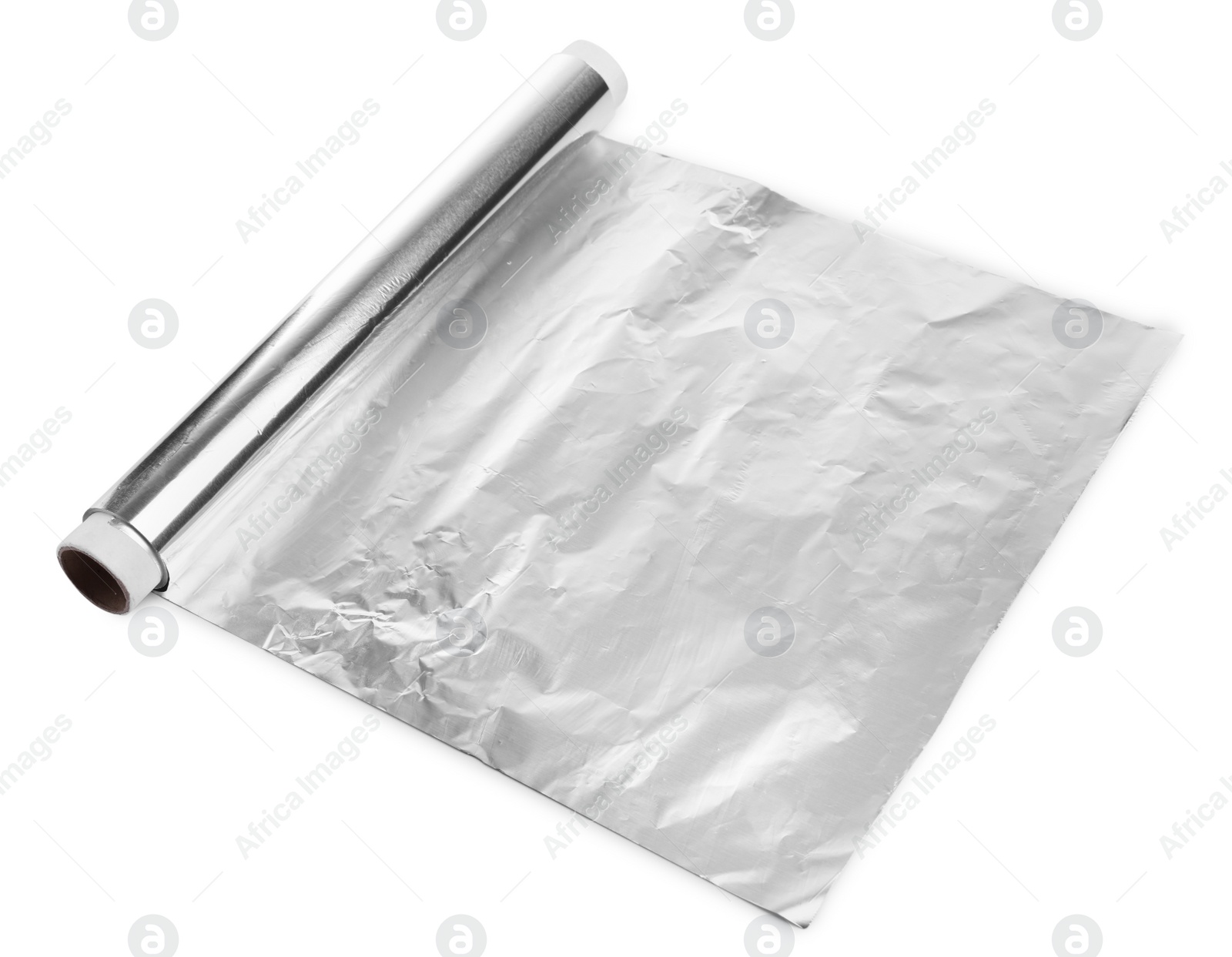 Photo of Roll of aluminum foil isolated on white