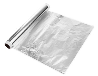 Photo of Roll of aluminum foil isolated on white