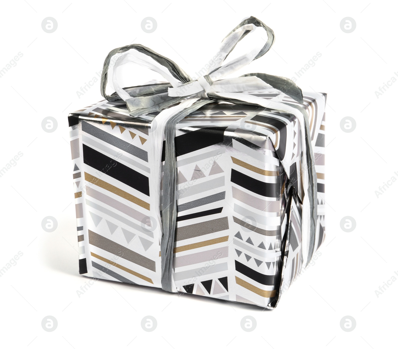 Photo of Beautiful gift box with ribbon on white background