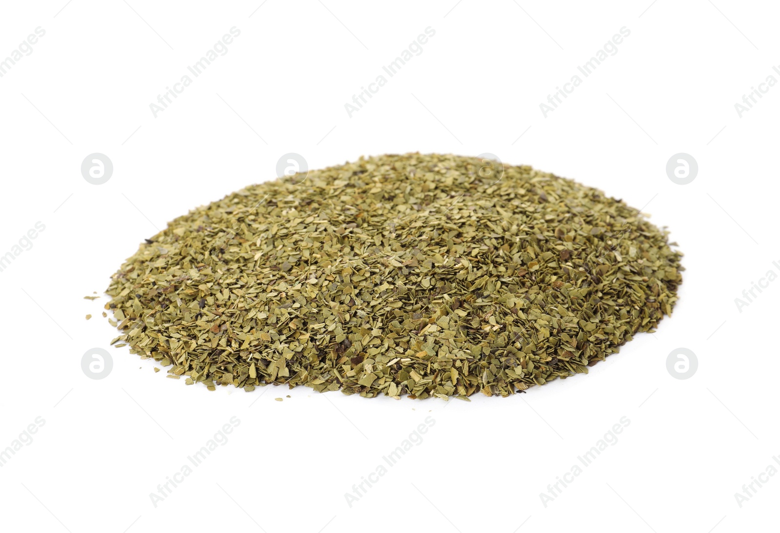 Photo of Pile of aromatic mate tea isolated on white