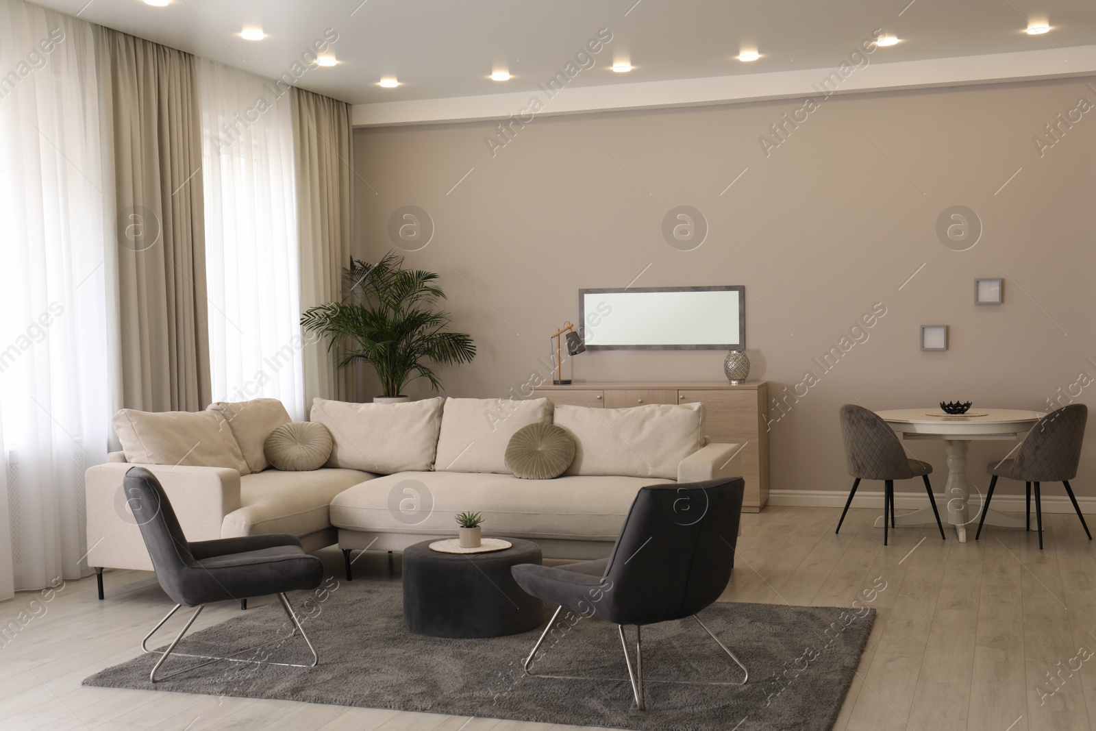 Stylish living room interior with modern furniture Photo of Stylish living room interior with modern furniture
