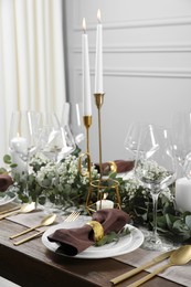 Photo of Stylish elegant table setting for festive dinner indoors